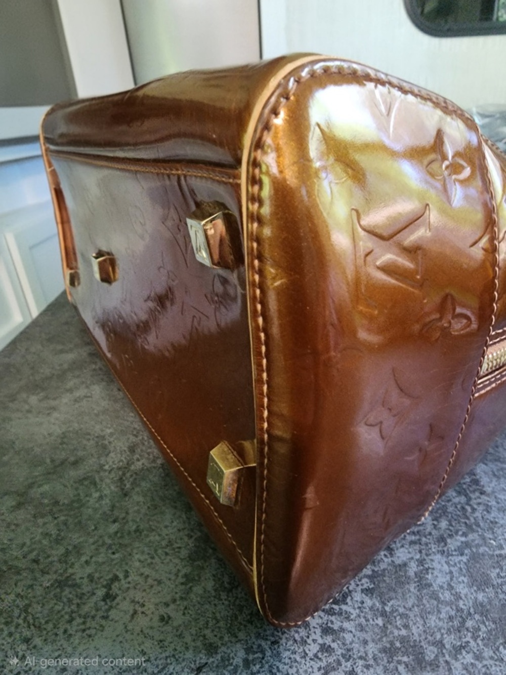 Louis Vuitton Metallic Copper Vernis Monogram Satchel - Picture 7 of 10